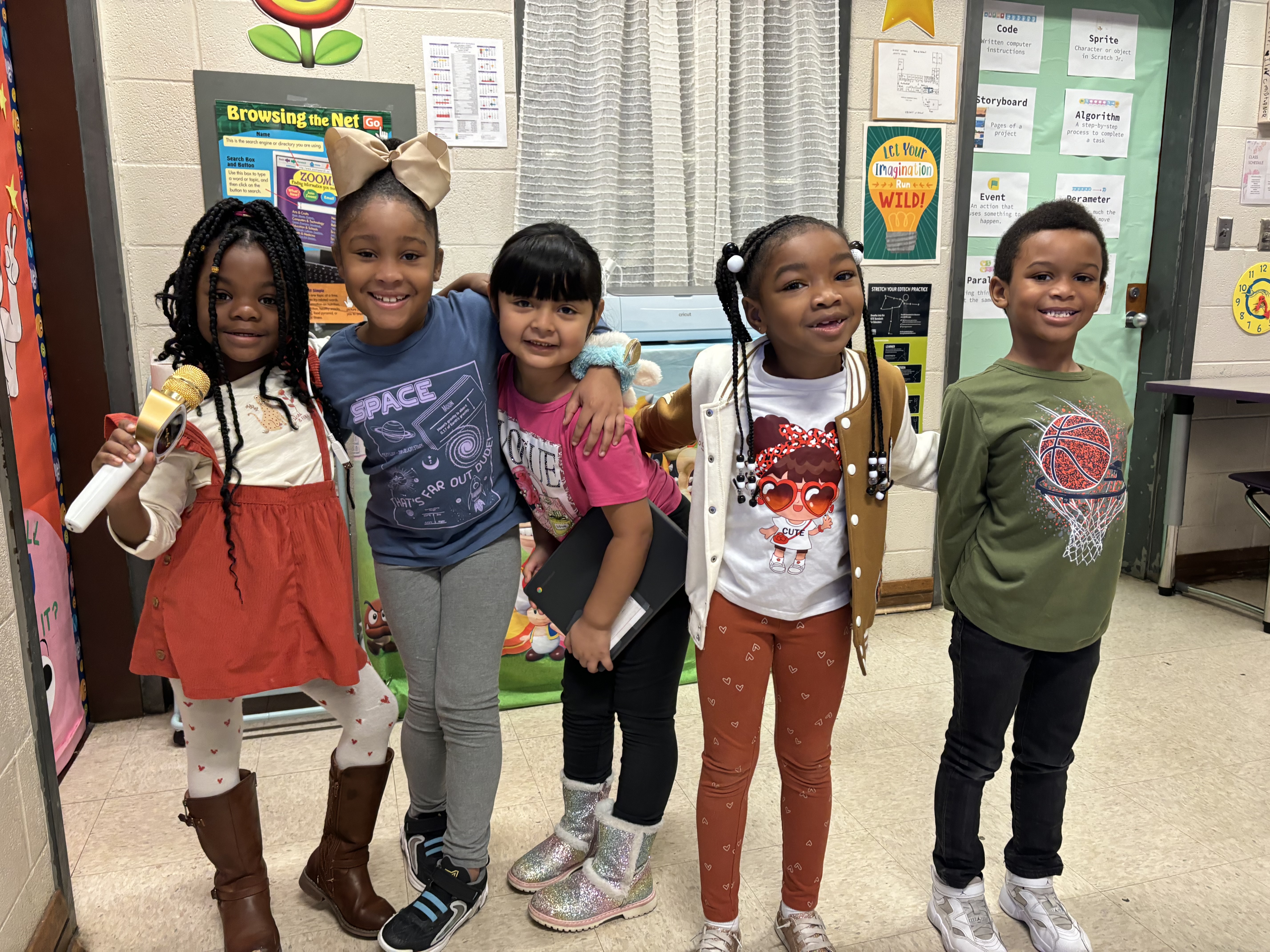 Great Spellers from First grade earn technology time for passing the test with 100%